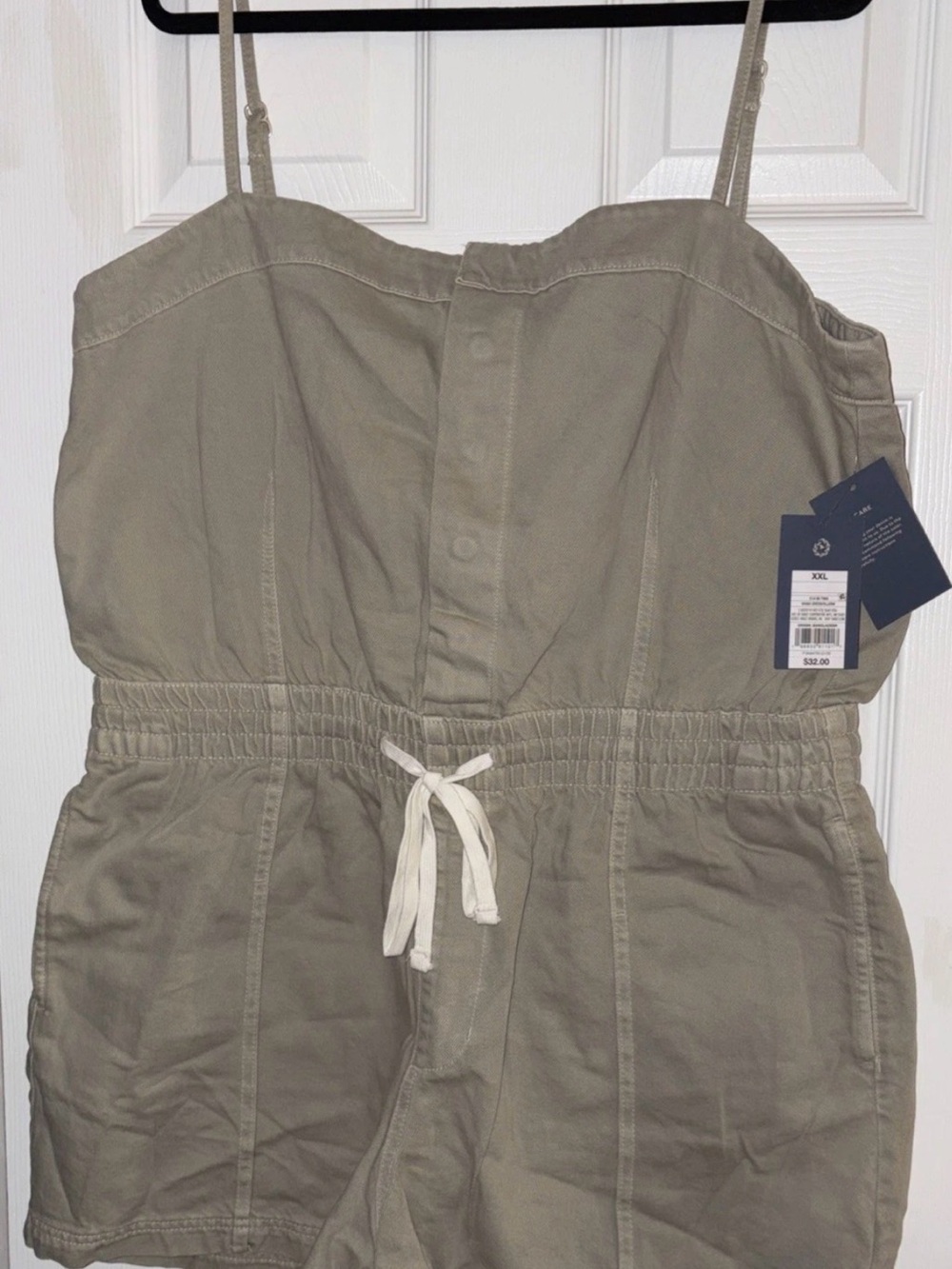 Universal Thread Womens XXL Shorts Romper Khaki Denim Snap Front Adjustable 4"